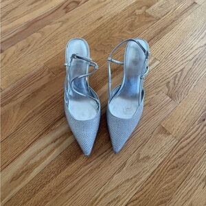 Vintage silver pumps with gems Nine West